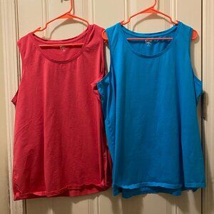 Land's End Plus Size 2X (20W-22W) 100% Cotton Scoop Neck Tank Tops - 2 Pack